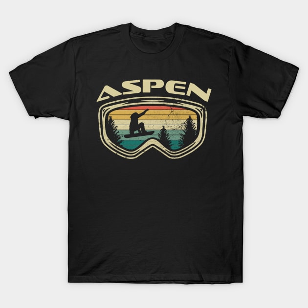 Aspen Colorado Snowboard Goggles Big Air Snow T-Shirt by markz66